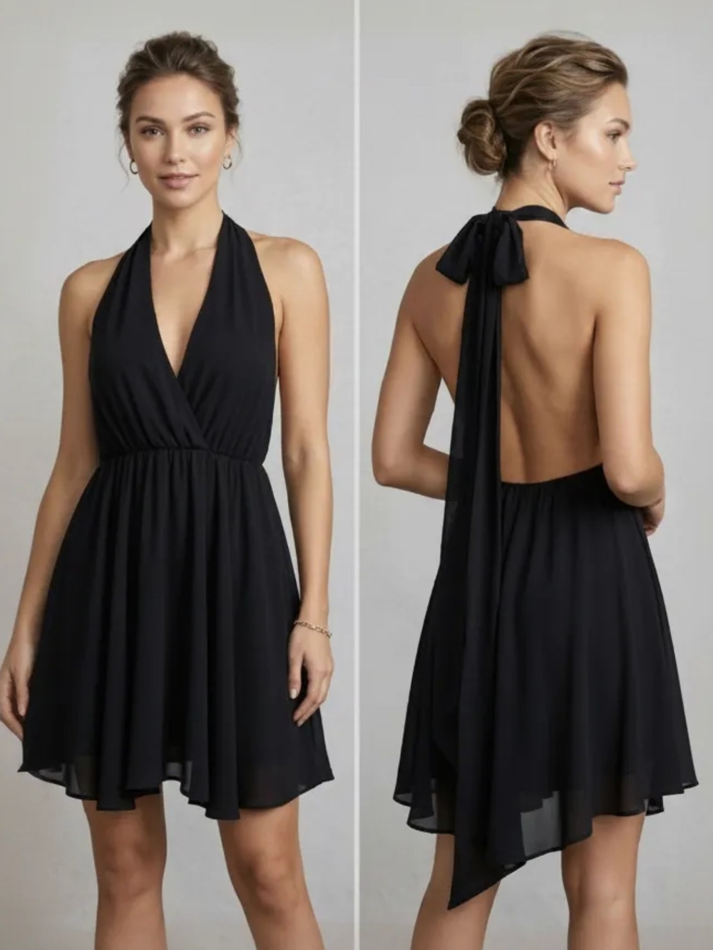 SHEIN Black Halter Neck Mini Dress Size M (SKU 0133) - Picture 1 of 14